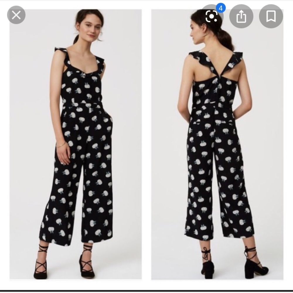 Loft Black lotus print jumpsuit